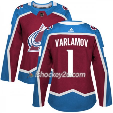 Dame NHL Colorado Avalanche Trøje Semyon Varlamov 1 Adidas 2017-2018 Vinrød Authentic